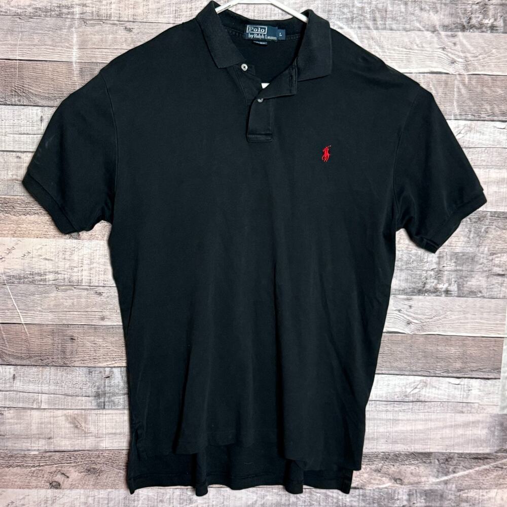 Polo Ralph Lauren Polo Shirt Mens Large Black Pony Casual Preppy Business